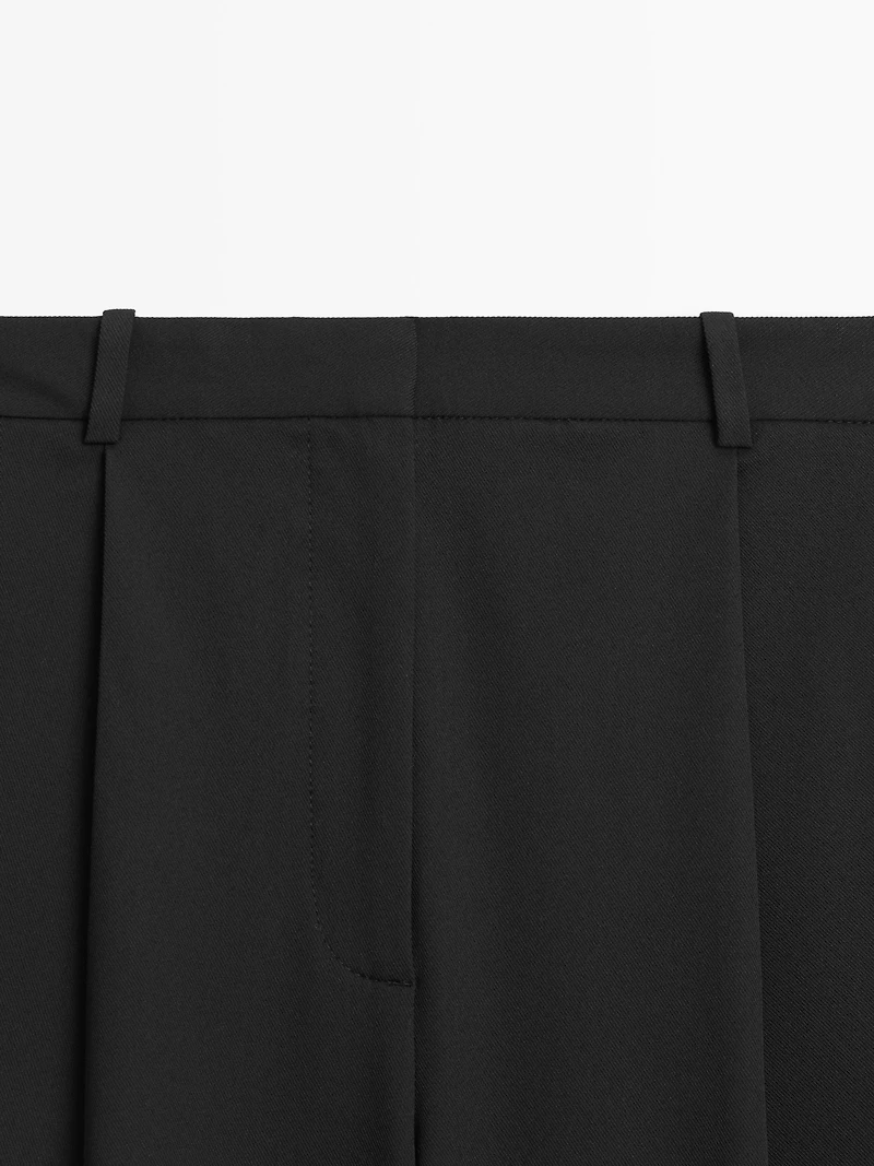 Darted wide-leg trousers