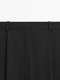 Darted wide-leg trousers