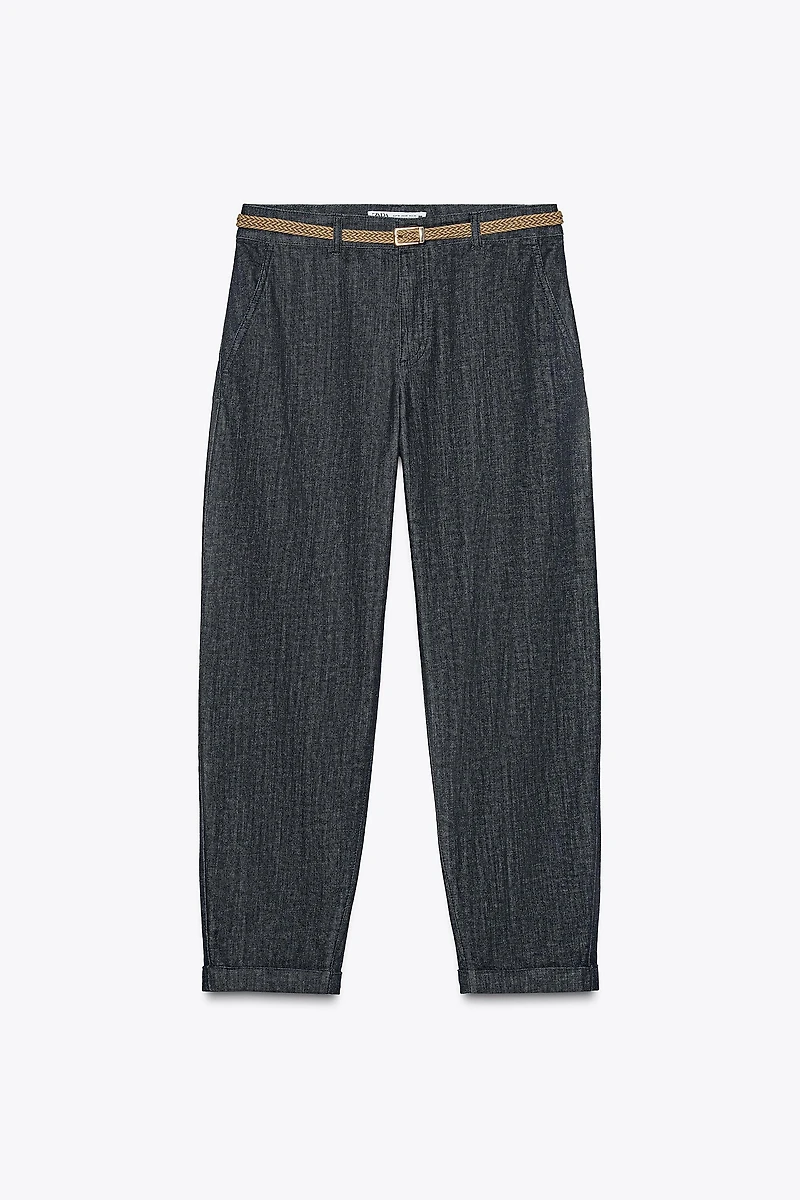 Z1975 BRAIDED BELT CHINO DENIM PANTS