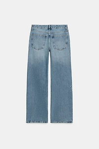 TRF LOW RISE SPARKLE WIDE LEG JEANS