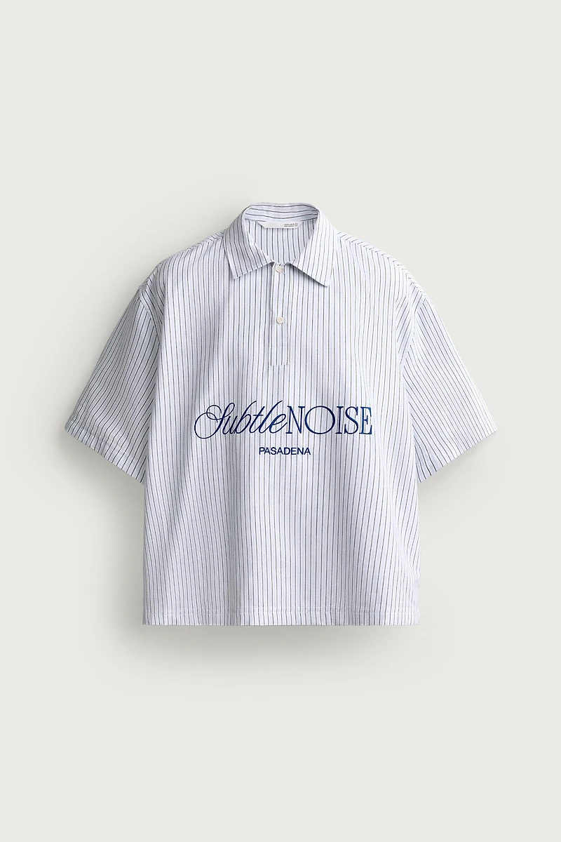 RELAXED FIT STRIPED EMBROIDERED POLO SHIRT