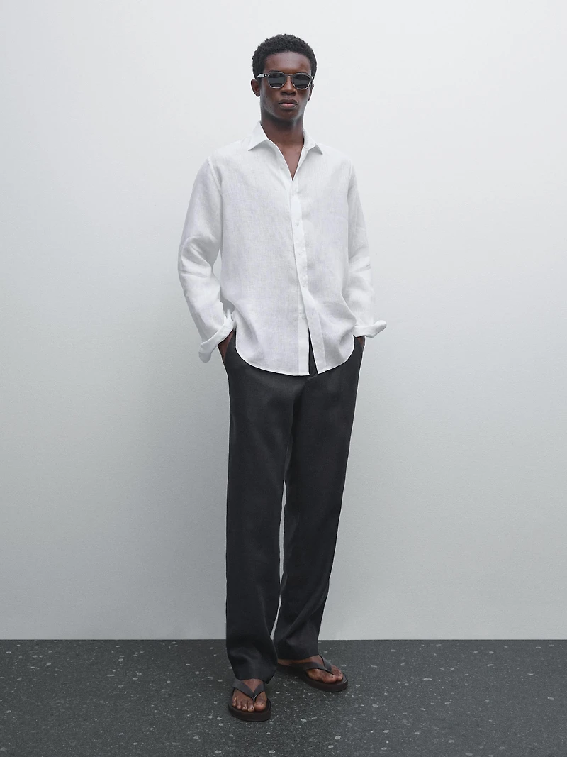 Regular fit 100% linen shirt