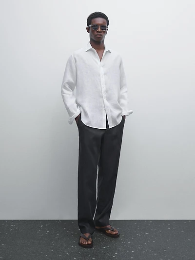 Regular fit 100% linen shirt