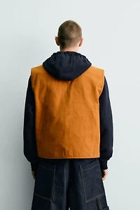 WASHED TOPSTITCHED VEST