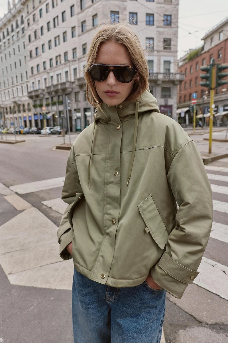 FAUX FUR HOODED SHORT PARKA