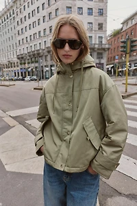 FAUX FUR HOODED SHORT PARKA