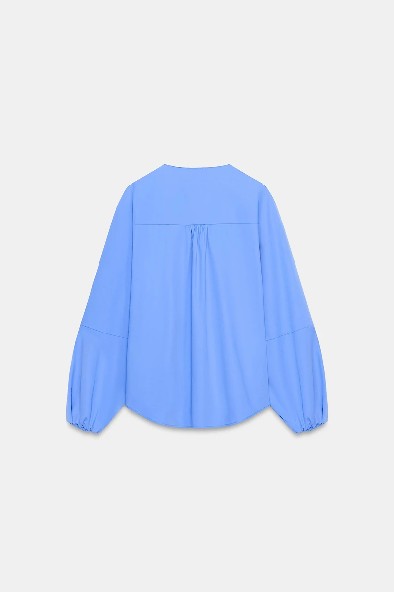 POPLIN BALLOON SLEEVE SHIRT