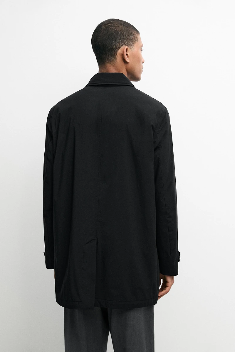 Technical fabric trench coat