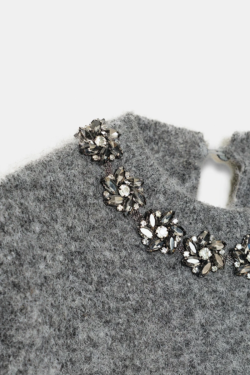SHORT SLEEVE JEWEL BEAD KNIT JUMPER