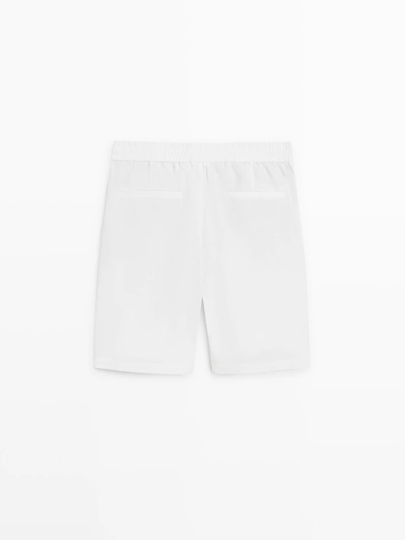 Linen jogger-fit Bermuda shorts