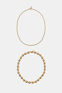 PACK OF 2 BEADED CORD NECKLACES