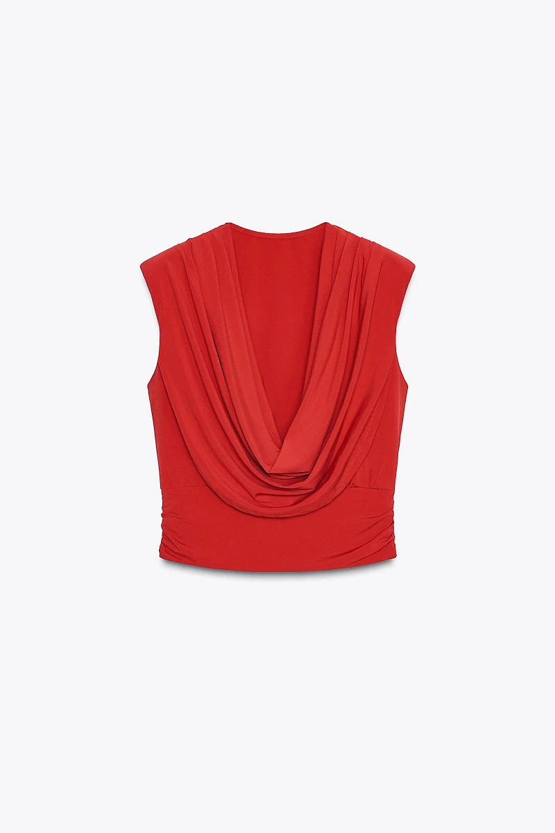 DRAPED SHOULDER PAD TOP