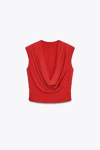 DRAPED SHOULDER PAD TOP