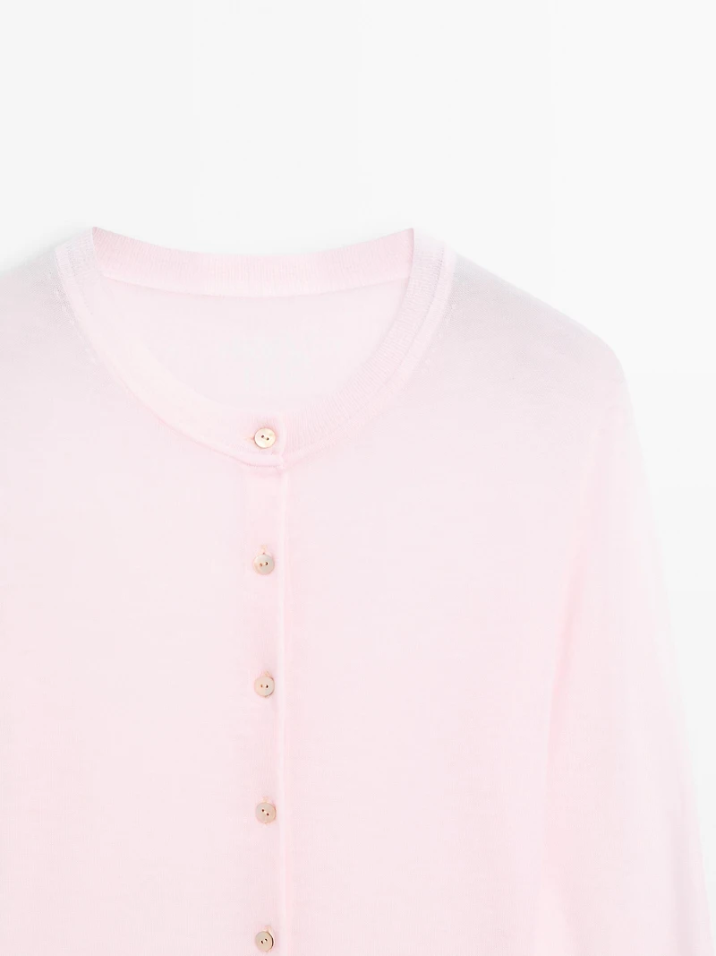 Lightweight 100% wool cardigan - STUDIO