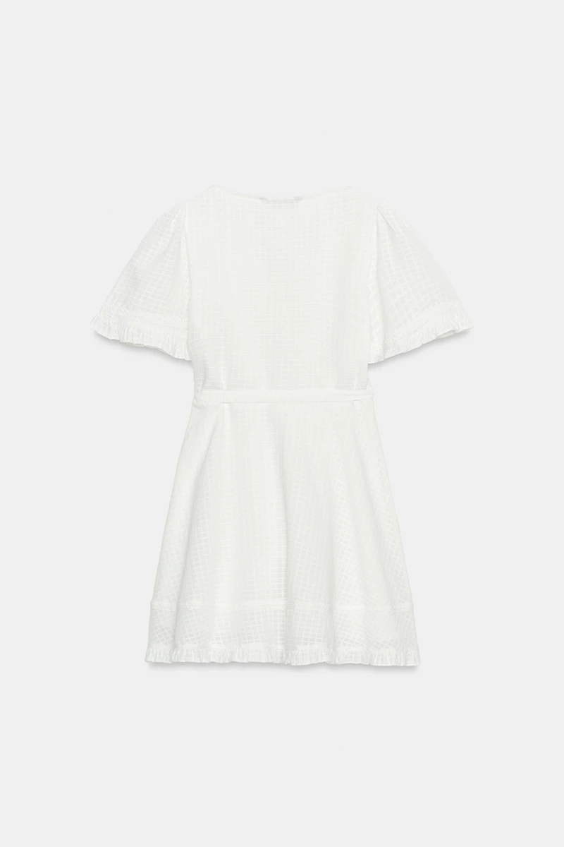 SHORT WRAP TEXTURED DRESS