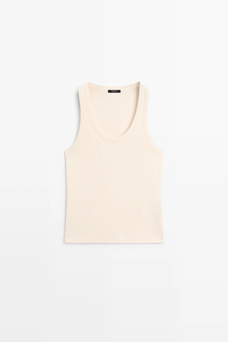 Sleeveless 100% cotton T-shirt