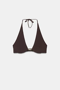 HALTER BIKINI TOP WITH METAL DETAIL