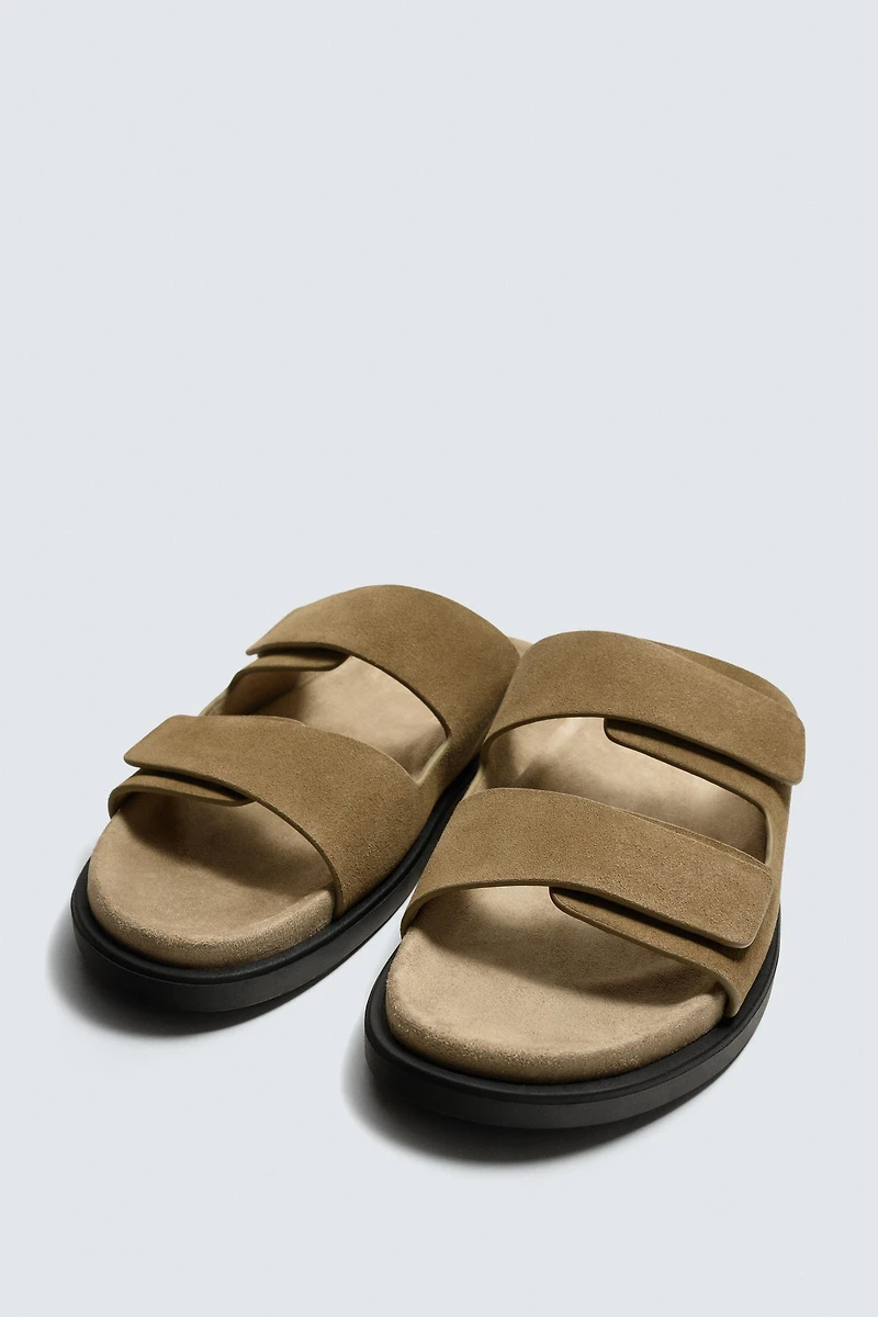 DOUBLE STRAP LEATHER SANDALS