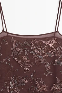Top fluide à bretelles avec broderie