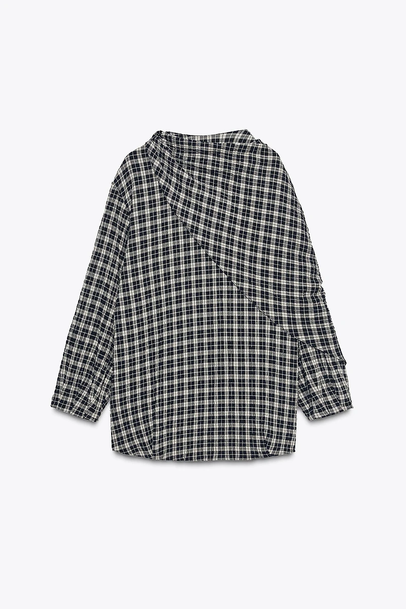 ZW COLLECTION PLAID SCARF SHIRT