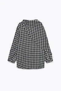 ZW COLLECTION PLAID SCARF SHIRT