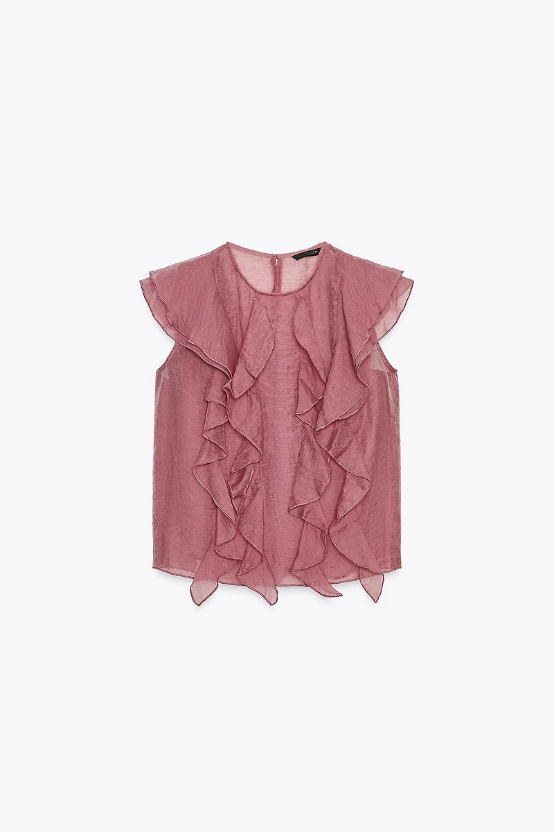 SEMI-SHEER RUFFLED TOP