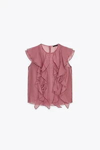 SEMI-SHEER RUFFLED TOP