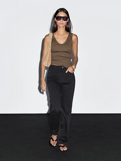Pantalon straight mid-rise