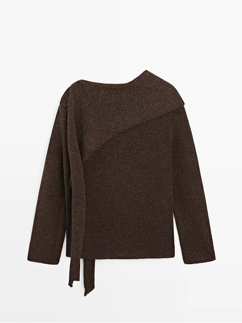 Cotton blend knit cape sweater