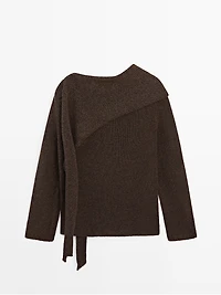 Cotton blend knit cape sweater