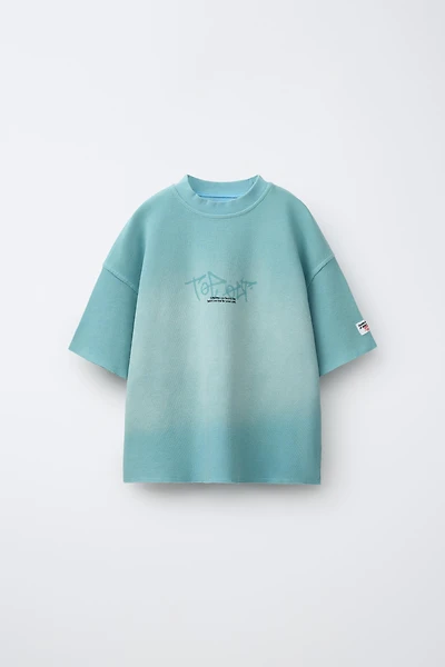 GRAFFITI PRINT WAFFLE KNIT SHIRT
