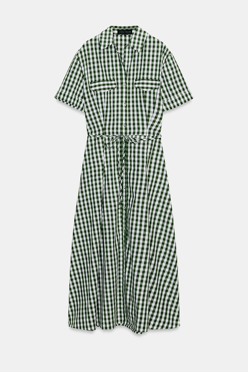 GINGHAM CHECK SHIRT DRESS ZW COLLECTION