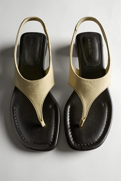 Leather sandals with block heel