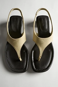 Leather sandals with block heel
