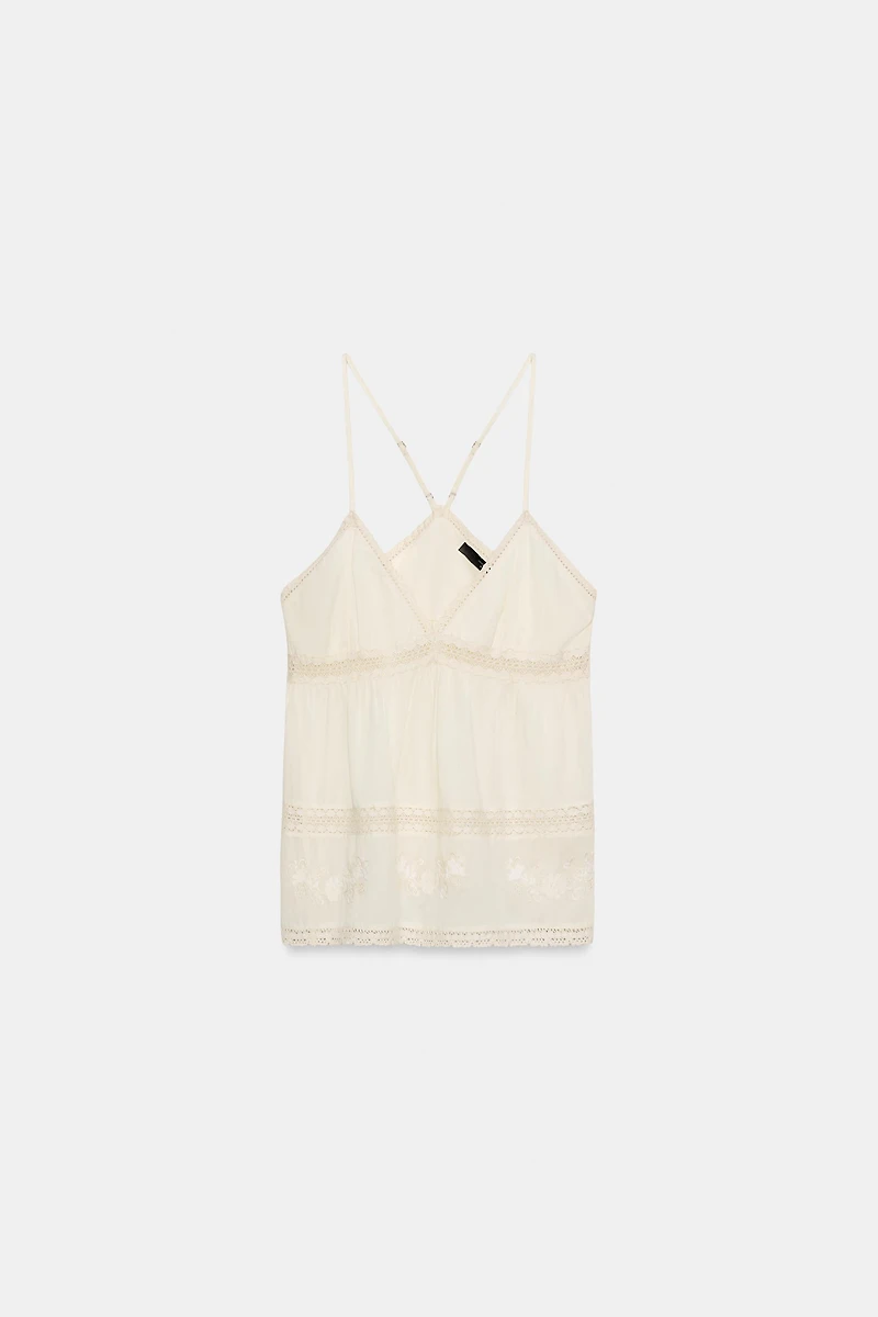 EMBROIDERED GAUZE CAMISOLE