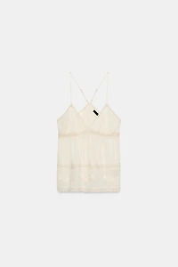 EMBROIDERED GAUZE CAMISOLE