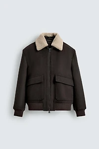 WOOL BLEND JACKET WITH COMBINATION COLLAR