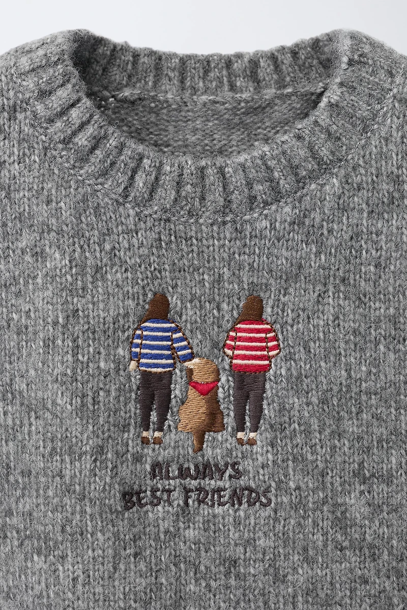 EMBROIDERED KNIT SWEATER
