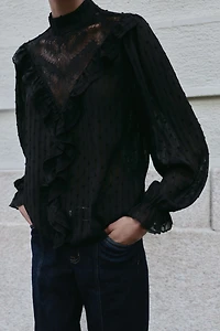 DOTTED MESH LACE SHIRT