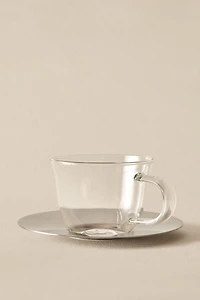 BOROSILICATE GLASS TEACUP AND SAUCER