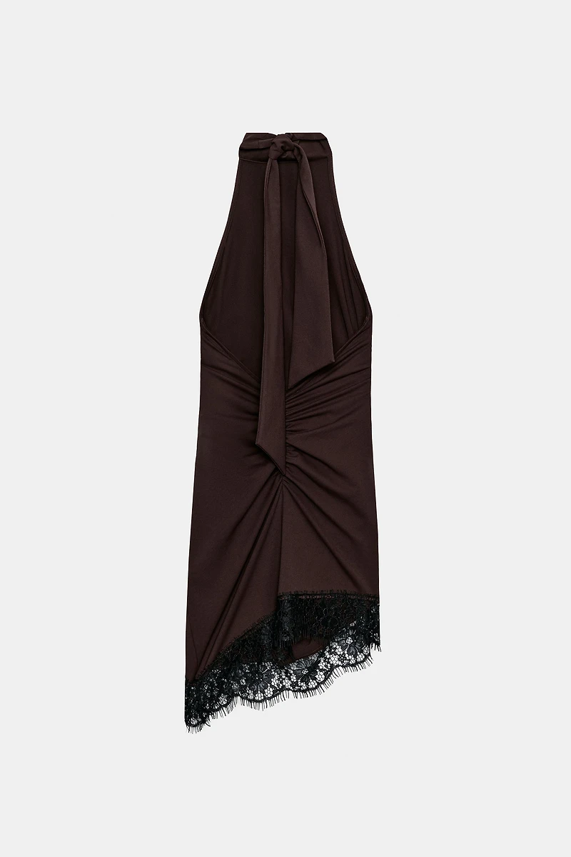DRAPED LACE SHORT DRESS