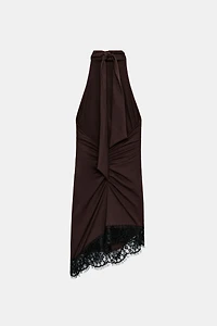 DRAPED LACE SHORT DRESS