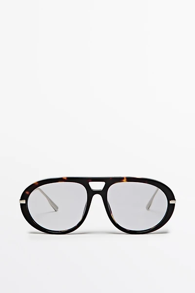Tortoiseshell-effect aviator glasses