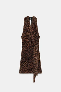 ANIMAL PRINT WRAP MINI DRESS