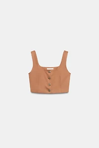 GOLD BUTTON CROPPED VEST