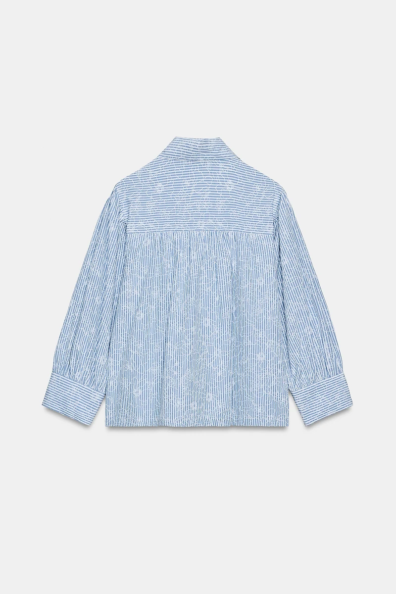 STRIPED FLORAL PRINT SHIRT