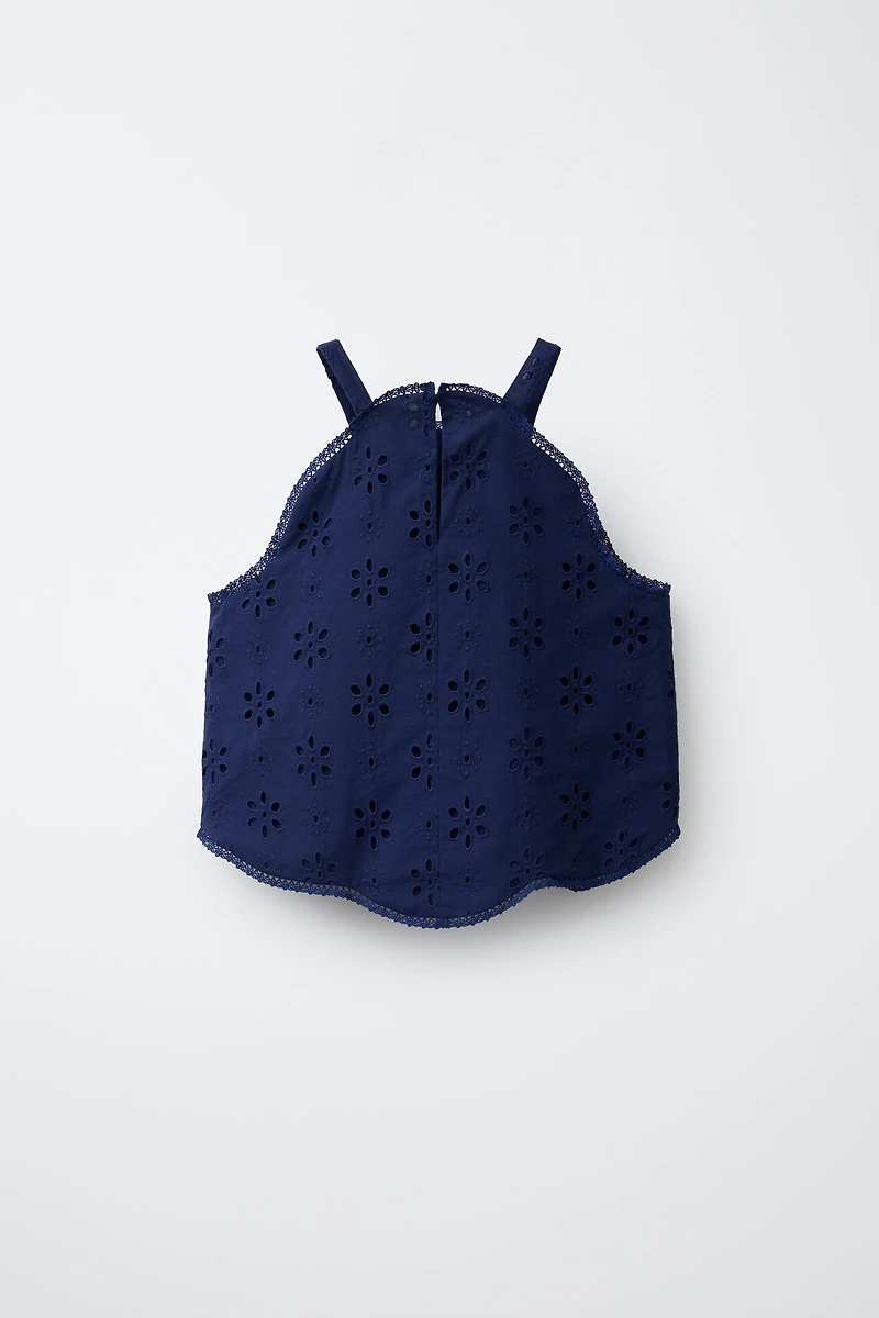 SWISS EMBROIDERY HALTER TOP