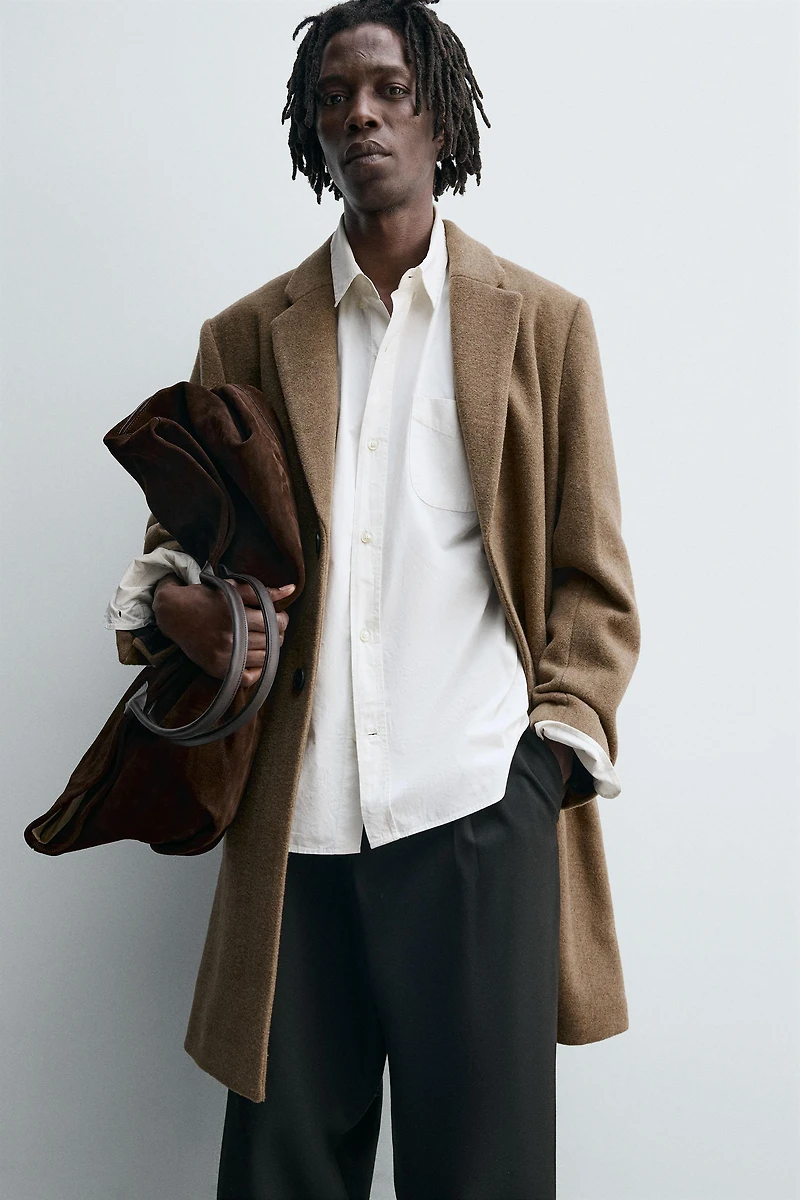 REGULAR FIT WOOL BLEND COAT