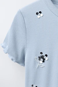 RIBBED SEQUIN T-SHIRT