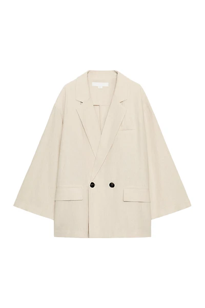 LINEN BLEND DOUBLE BREASTED BLAZER